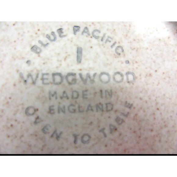 Vintage Wedgewood Blue Pacific Creamer Stoneware England Blue Rim with 4 matchin - Picture 3 of 8